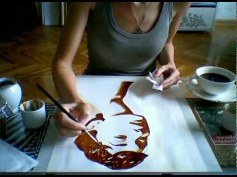 Coffee painting of Audrey Hepburn portrait