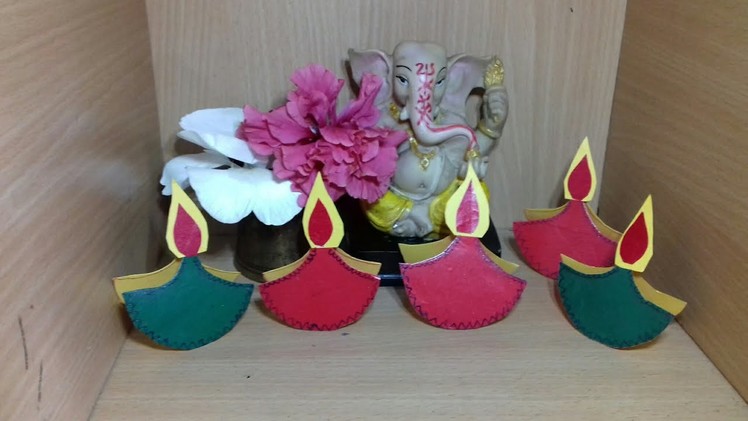 Diy how to make easy paper diyas for diwali decoration. paper crafts. Room decoration idea  (21)