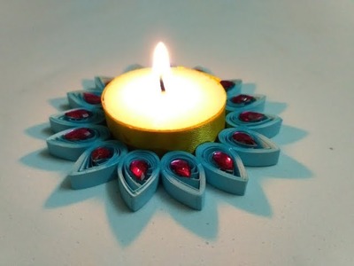Diya decoration with quilling paper