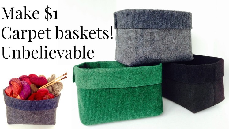 DOLLAR TREE $1.00 Carpet Mat + 2 Seams Make Storage Baskets EASY DIY!