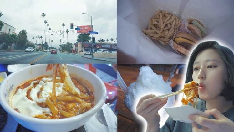 [FOOD VLOG#7] What I ate in California Day 1! Spicy Rice cakes, In-N-Out Burger, Mocha Igloo Latte