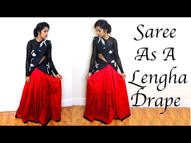 How to Drape a Saree into a Lehengha. Half Saree Tutorial | Thuri Makeup