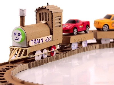 How to make an Electric Train at home - DIY Train From Cardboard and DC Motor [Mr H2]