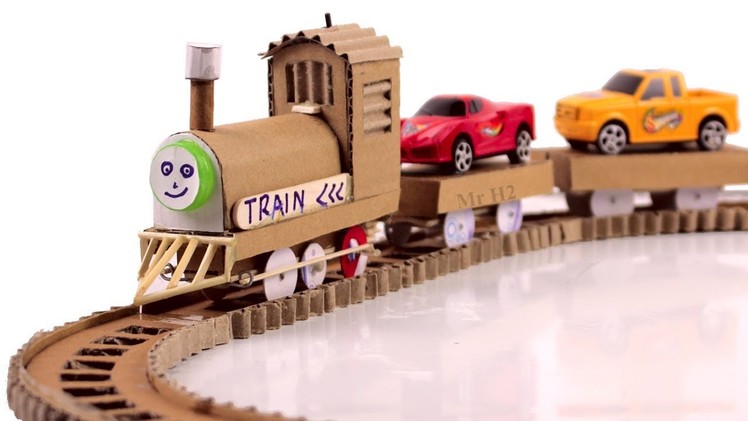 How to make an Electric Train at home - DIY Train From Cardboard and DC Motor [Mr H2]