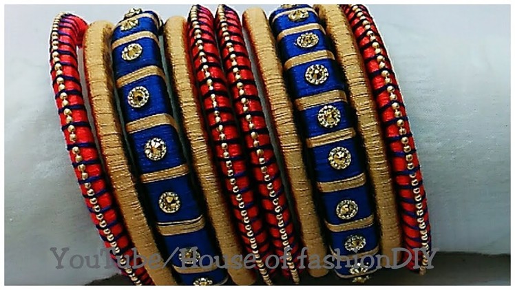How To Make Blue And Red Colour Silk Thread Bangles. !