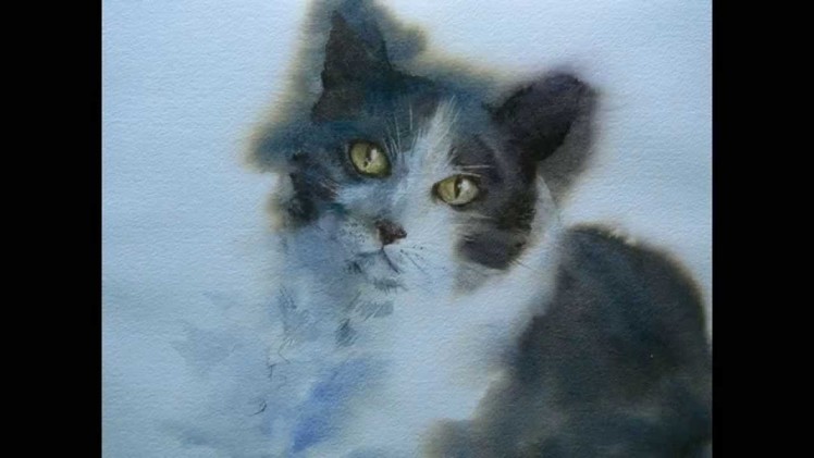 How to paint a watercolor cat portrait