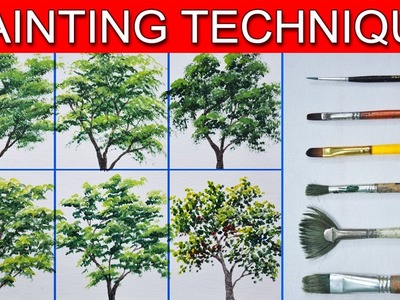 How to Paint Different Trees Using Different Brushes in Basic Acrylic Painting Tutorial