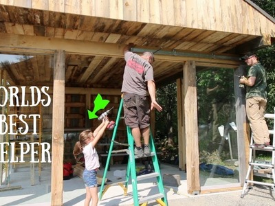 Installing the Sliding Glass Front on the Off Grid Outdoor Kitchen