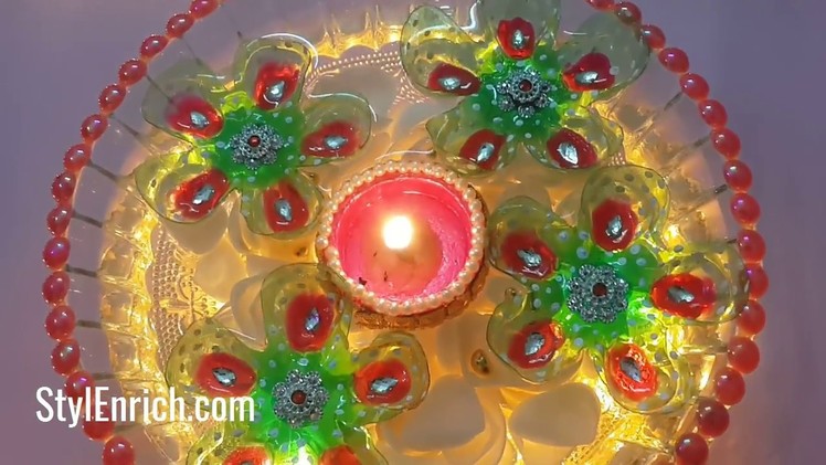 Last Minute Diwali Decoration Idea using Plastic Bottles | Diya Decoration at Home | StylEnrich