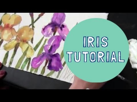 Watercolor Demonstration | How to paint Purple and Yellow Iris Flowers