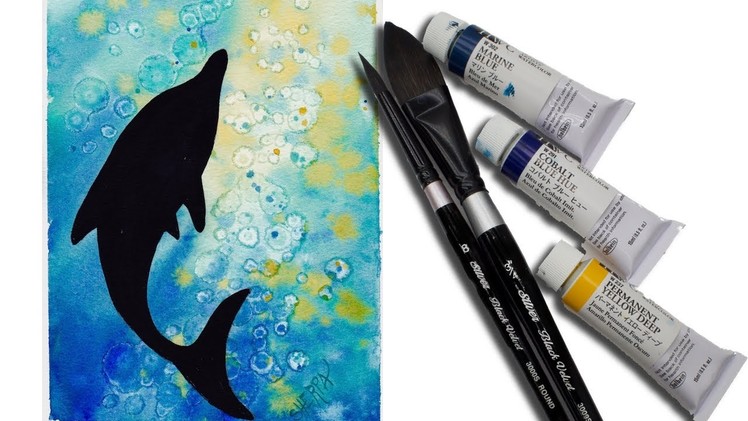 Watercolor Dolphin  for beginners painting the Ocean ????????   alcohol technique
