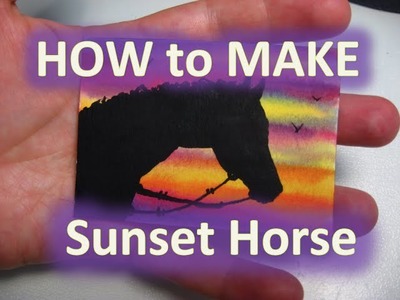 WATERCOLOR Speed painting  HORSE SUNSET Landscape