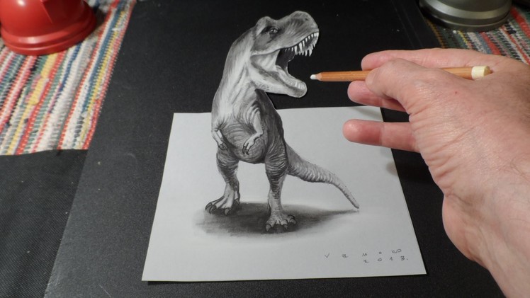 3D Drawing T-Rex - How to Draw 3D Tyrannosaurus Rex