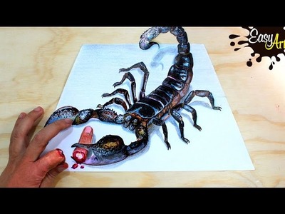3D Scorpion Drawing.AMAZING realistic illusion