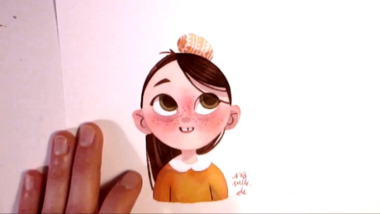 Character Watercolor Illustration experimenting with simple shapes without outlines by Iraville