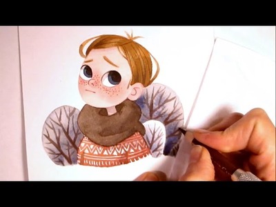 Character Watercolor Illustration "waiting for spring" (simple shapes without outlines) by Iraville