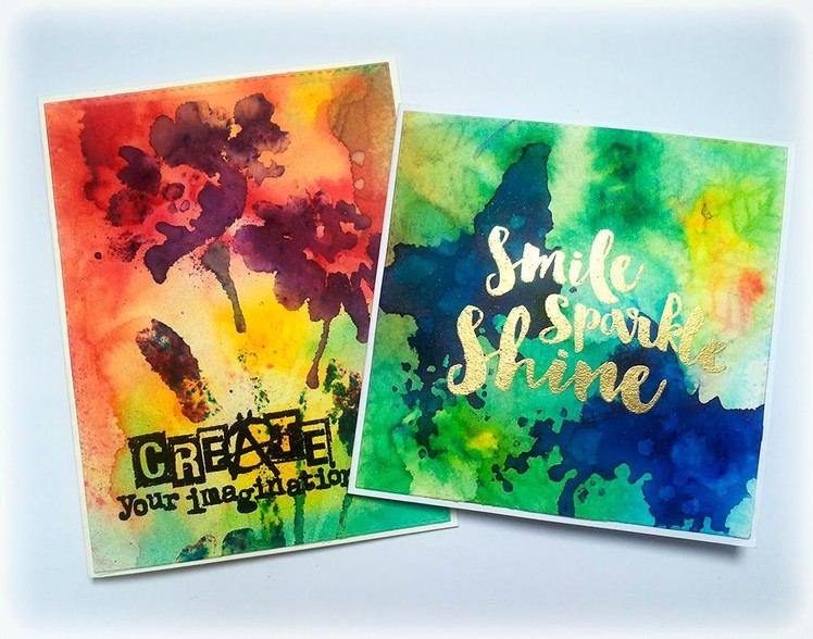 Colorful Mixed Media Cards with Brushos and Visible Image Stamps