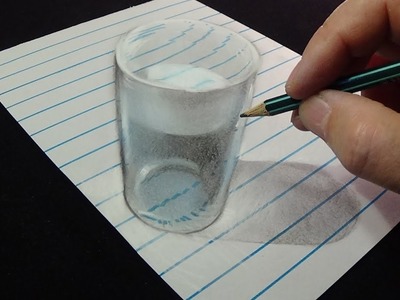 Drawing a Glass of Water - 3D Trick Art on Line Paper - VamosART