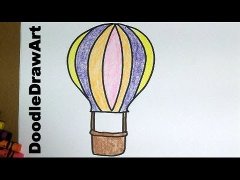 Drawing: How To Draw Cartoon Hot Air Balloons - Easy Step By Step Lesson for kids and beginners