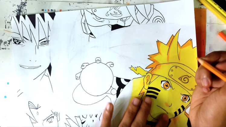 DRAWING NARUTO SIX PATH SAGE MODE & TEAM 7 (Requested)