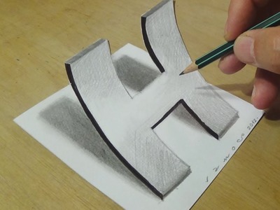 Easy Drawing with Graphite Pencils - How to Draw Letter H - Anamorphic Illusion for Kids & Adults