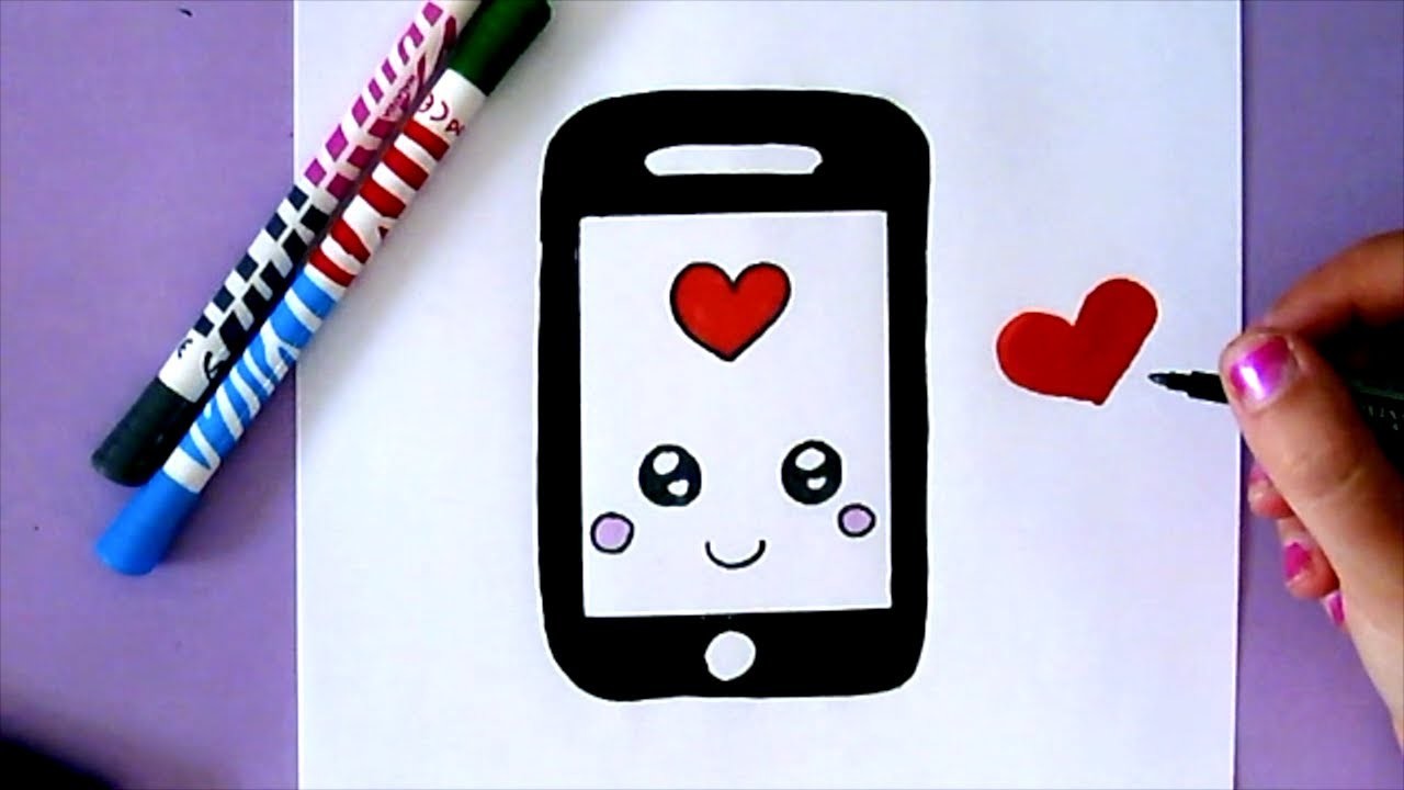 HOW TO DRAW A CUTE IPHONE - EASY DRAWING