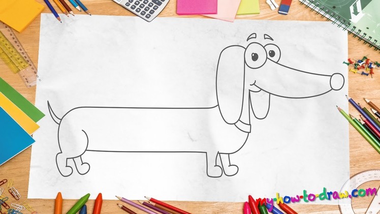 How to draw a Daschund - Easy step-by-step drawing lessons for kids