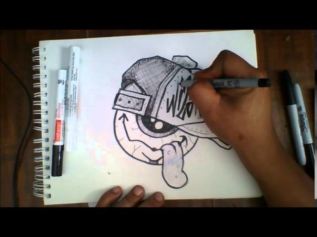 How to draw a one eye graffiti character - Como dibujar un ojo graffiti