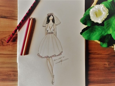 How to draw a wedding dress