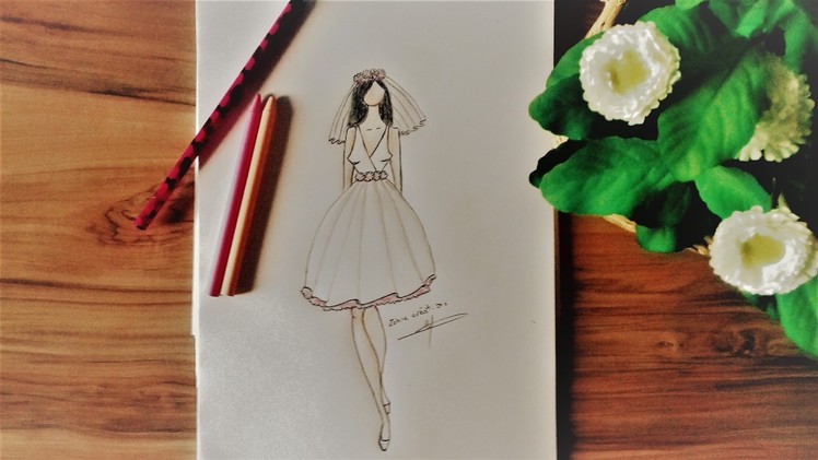 How to draw a wedding dress