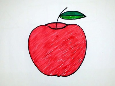 How to draw an apple step by step for kids - telugu