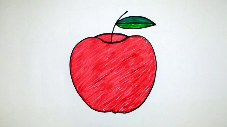 How to draw an apple step by step for kids - telugu