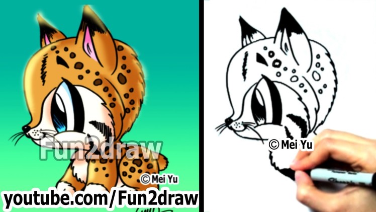 How to Draw Animals - How to Draw a Bob Cat - Cute Art - Easy Drawings - Fun2draw