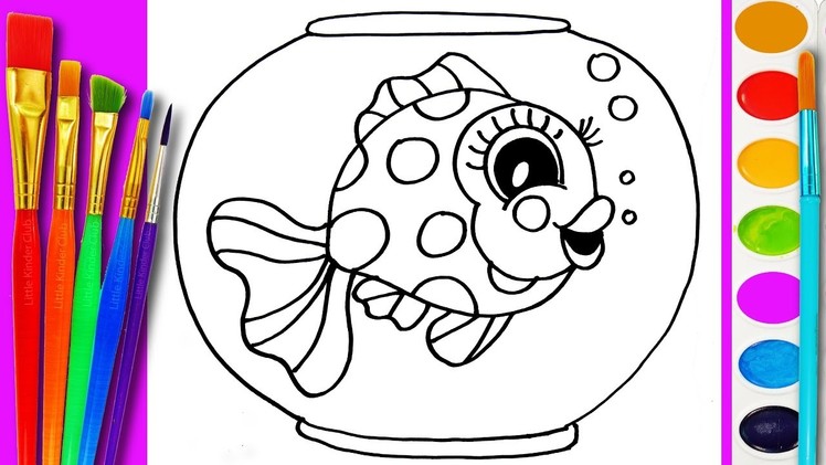How to Draw Gold Fish Coloring Page Cute Fishes for Kids to Learn Painting
