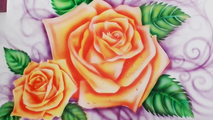 How to paint rose in airbrush painting