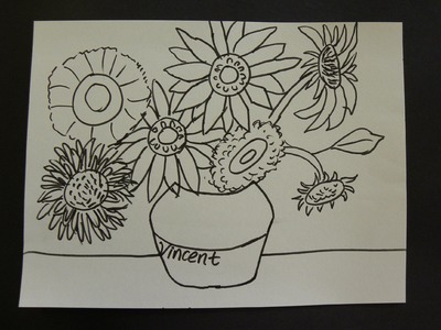 Kids Can Draw: Vincent Van Gogh Sunflowers  with First Grade Art Students.
