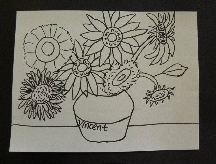 Kids Can Draw: Vincent Van Gogh Sunflowers  with First Grade Art Students.