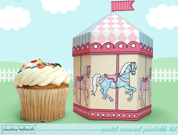 Make a carousel cupcake and favor box printable kit