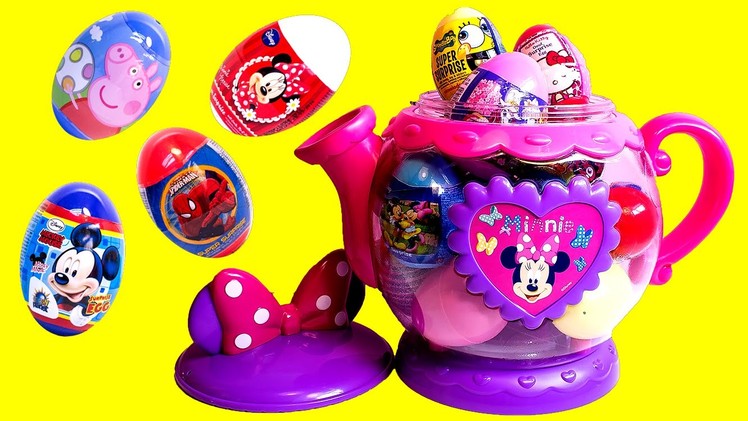Minnie Mouse Tea Set Spiderman Superhero Surprise Eggs Peppa Pig Mickey Mouse and More!