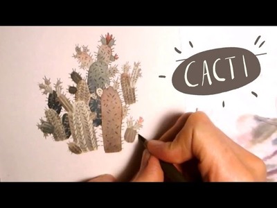 Painting random WATERCOLOR Cacti doodles art by Iraville