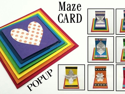 Rainbow Maze Popup Card ( 7 Variations) - DIY | Scrapbook | Tutorial by Paper Folds - 822