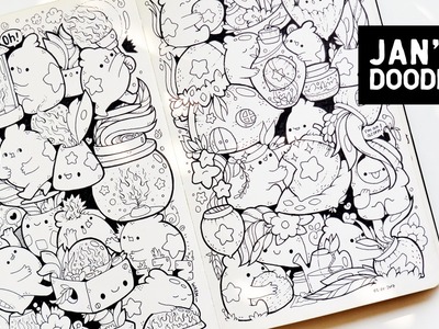 Sketchbook Tour | Cute.Kawaii Doodles | January'17 A Doodle A Day (Flip Through)