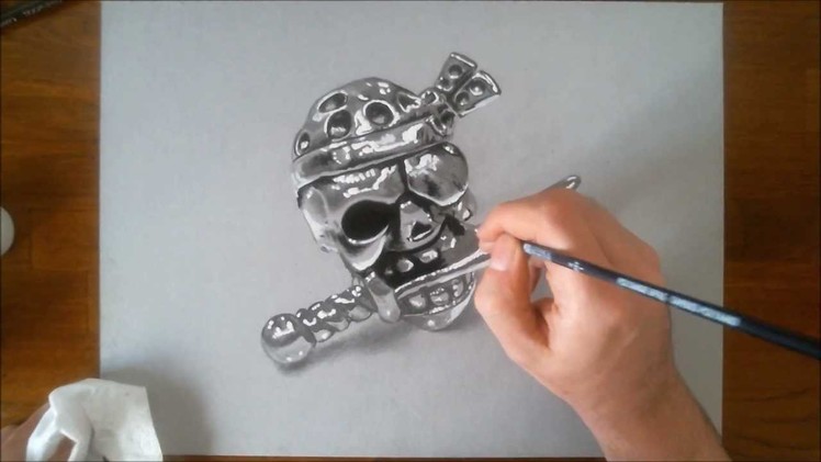 Speed Drawing: Pirate Skull - How to draw 3D art