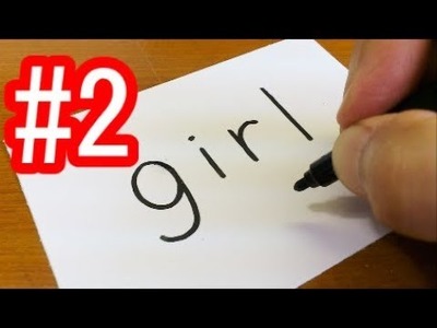 Very Easy ! How to turn words GIRL into a Cartoon for kids #2 -  Drawing doodle art on paper