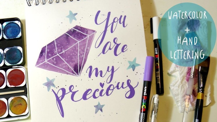 Watercolors and Hand Lettering: how to paint a gemstone