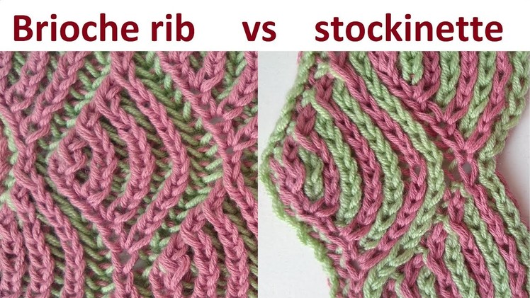 Brioche stockinette, two-color brioche stitch knitting pattern (vs brioche rib) + free chart