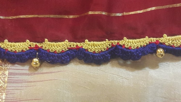 Crochet flower petal design edging for Indian sarees