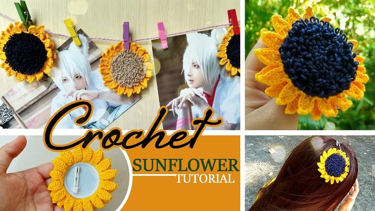 Crochet Sunflower tutorial | Badge & Decorate your room