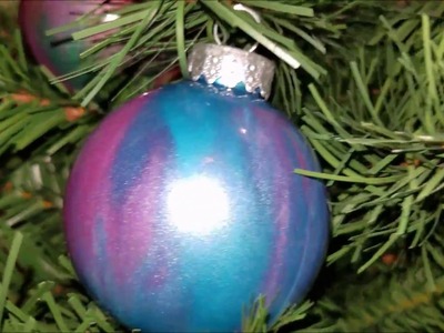 Day 6 - 50 Christmas Crafts in 50 Days - How to Make these Marbled Ornaments with metallic paint