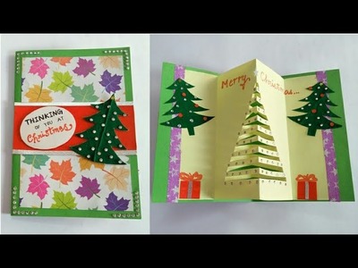 DIY Christmas Tree Card. How to make Christmas Greeting Card. Popup Christmas Tree Card